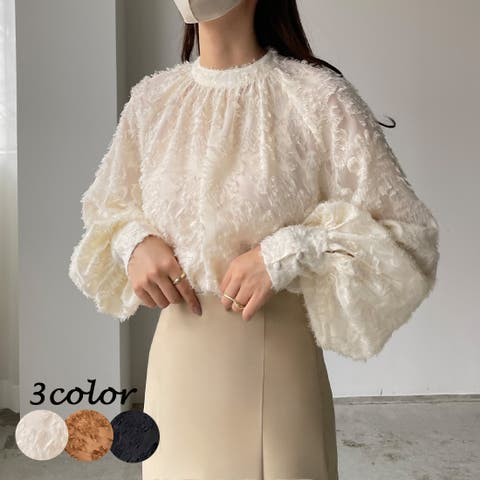 Louere(ルエレ) | Louere シャギーパフスリーブブラウス