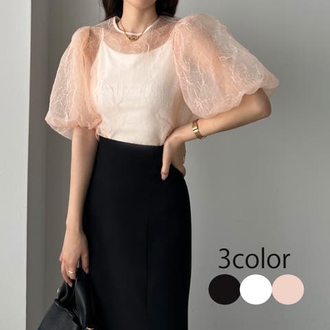 Louere(ルエレ) | Louere ボリュームパフスリーブシアーブラウス
