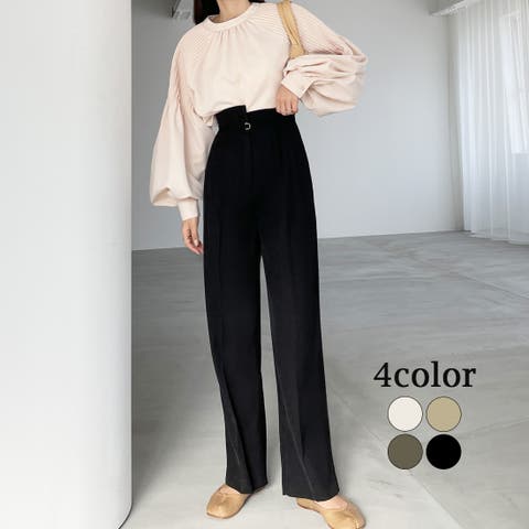 Louere（ルエレ） | Louere　ベルト付きアシンメトリーハイウエストパンツ