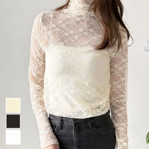 Amulet(アミュレット) | 花柄シアートップス レディース 韓国 春夏 トレンド 上品 シアー 涼しげ フラワー柄 大人 華やか 着映え 軽やか インナー かわいい ハイネック