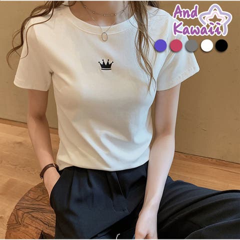 And Kawaii（アンドカワイイ） | Tシャツ 半袖 ロゴプリント クルーネック 韓国 レディースファッション