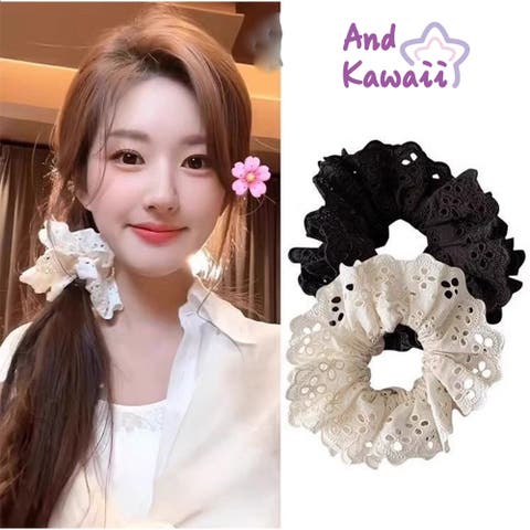 And Kawaii（アンドカワイイ） | シュシュ レースフリルシュシュ ボリューム感たっぷり ヘアアクセ 韓国風