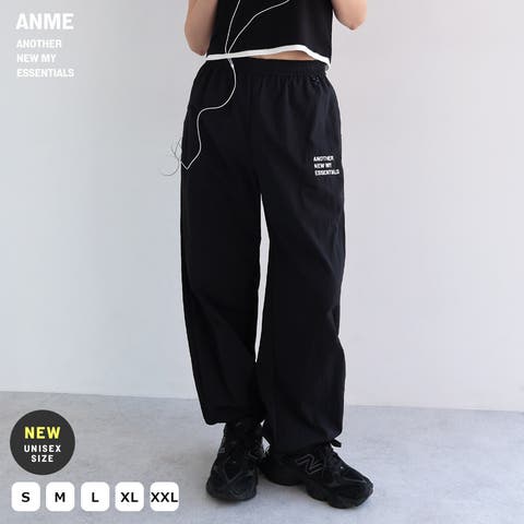 andme（アンドミー） | ANME アンメ UVカット 接触冷感 ロゴ 刺繍 ナイロン パンツ レディース メンズ 男女兼用 ユニセックス ノームコア ボトム ワイドパンツ ズボン ウエストゴム UPF50＋ 撥水 機能性 体型カバー ポケット エンブロイダリー セットアップ S M L XL XXL 春夏 春 夏 秋 冬