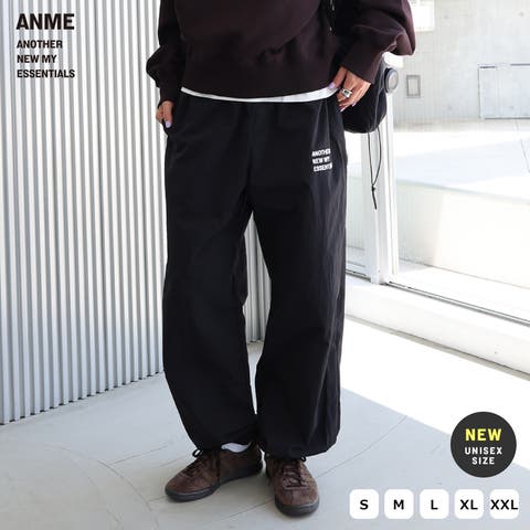 andme（アンドミー） | ANME アンメ UVカット 接触冷感 ロゴ 刺繍 ナイロン パンツ レディース メンズ 男女兼用 ユニセックス ノームコア ボトム ワイドパンツ ズボン ウエストゴム UPF50＋ 撥水 機能性 体型カバー ポケット エンブロイダリー セットアップ S M L XL XXL 春夏 春 夏 秋 冬