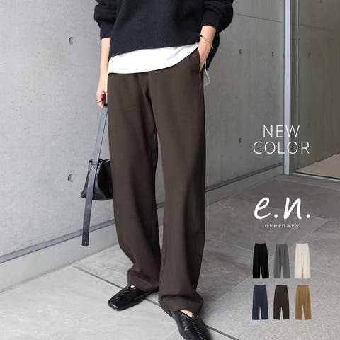 andme（アンドミー） | evernavy エバーネイビー ポンチ カーブ パンツ レディース ワイドパンツ カーブパンツ ボトム ズボン ウエストゴム 体型カバー ストレッチ ゆったり 楽ちん 美脚 とろみ ポケット カットソー セレモニー きれいめ オフィス カジュアル S M L XL 春夏 秋冬 春 夏 秋 冬