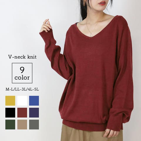 atONE（アットワン） | Ｖネックワイドリブ綿ニット