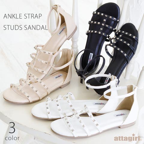 attagirl (アタガール) | バックジップアンクルストラップスタッズサンダル