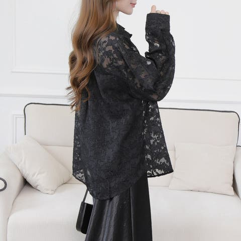 Beststore（ベストストア） | フラワーカットジャガード シアーオーバーシャツ 冷房対策 紫外線対策