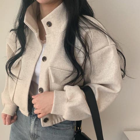 Beststore（ベストストア） | 【洗練された大人の着こなし】 ショート丈ジャケット ブルゾン スタンドカラー フロントボタン 春秋冬 