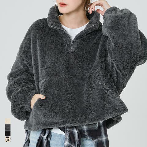 coca（コカ） | WEB限定でブラック・ミックス柄が新登場！ハーフジップボアブルゾン