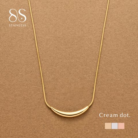 CREAM-DOT（クリーム） | ステンレス製 ネックレス ロングネックレス 金属アレルギー 316L つけっぱなし サージカルステンレス レディース スネークチェーン クレッセント 三日月 大人 ゴールド シルバー ピンクゴールド