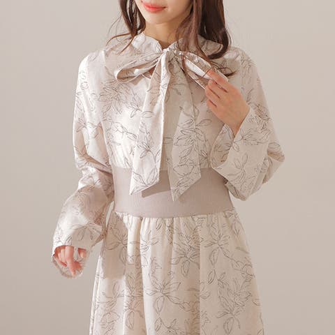 marniマルニビジューデザイン花柄ボタニカルロング丈シャツ