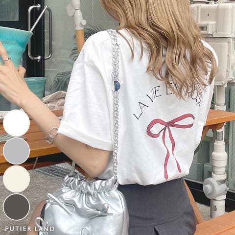 futier land（フューティアランド） | リボンかわいい綿100％。バックリボンロゴTシャツ