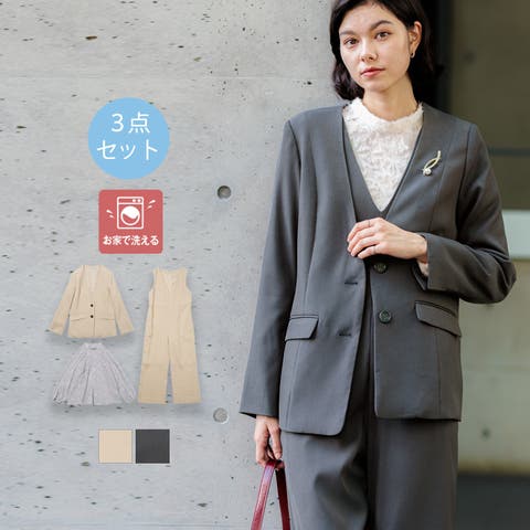 入卒式 セレモニー着回し3点セットワンピーススーツ[品番