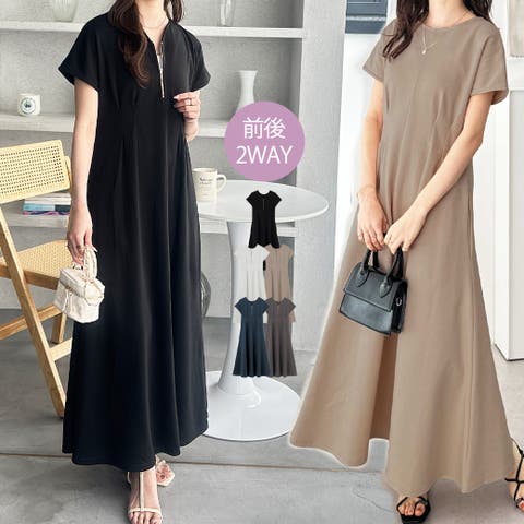 GeeRA（ジーラ） | 前後２ＷＡＹハーフジップフレンチ袖ワンピ