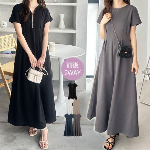 GeeRA（ジーラ） | 前後２ＷＡＹハーフジップフレンチ袖ワンピ