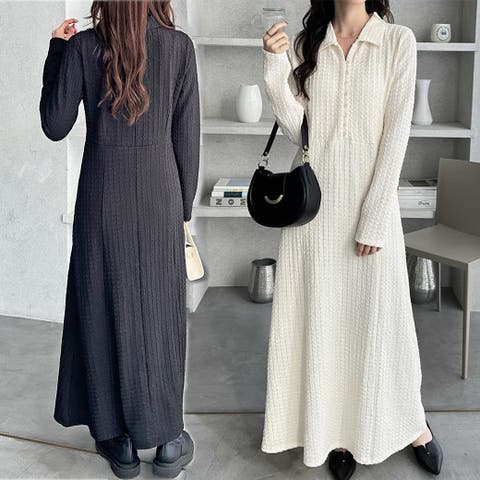 GeeRA（ジーラ） | ポロ衿表面感素材マーメイドワンピース