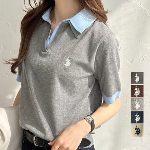 GeeRA（ジーラ） | 【Ｕ．Ｓ． ＰＯＬＯ ＡＳＳＮ．】衿付ポロニットトップス