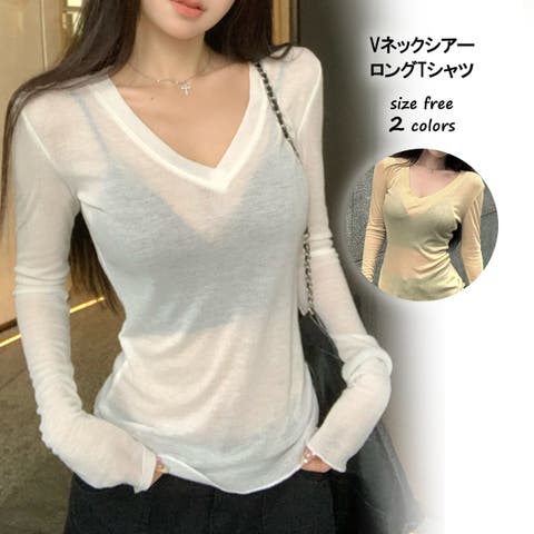 G&L Style（ジーアンドエルスタイル） | VネックシアーロングTシャツ　10392