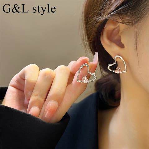 G&L Style（ジーアンドエルスタイル） | ハートモチーフフレームストーンピアス　10011