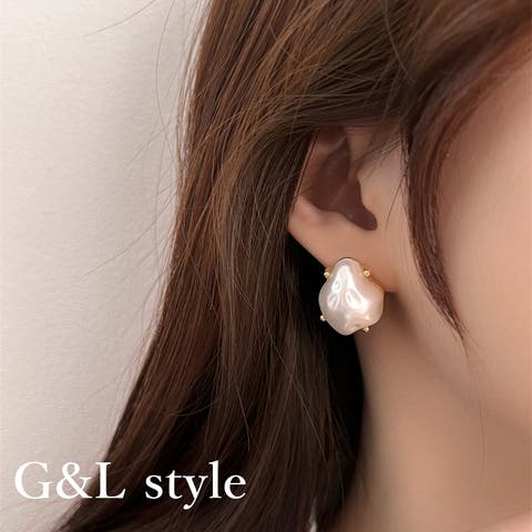 G&L Style（ジーアンドエルスタイル） | ゴールドフレームフェイクパールピアス・イヤリング　10209