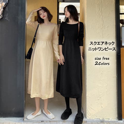 G&L Style（ジーアンドエルスタイル） | スクエアネックニットワンピース　9808