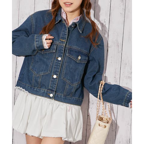 GORGE （ｺﾞｰｼﾞ） | 《レースヘム・デニム》デニムジャケット／カジュアル×ガーリー／春秋／全２色