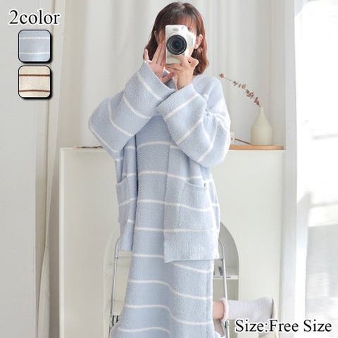 GRAXIA（グラシア） | ざっくりカーデがレディライクなボーダーキャミワンピルームウェア(ROOMWEAR)