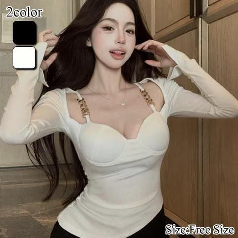 GRAXIA(グラシア) | ゴールドチェーンポイントアシンメトリートップス(TOPS)