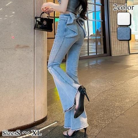 GRAXIA（グラシア） | 美脚×トレンド満載3Dリボン付きハイウエストマーメイドフレアデニム(PANTS)