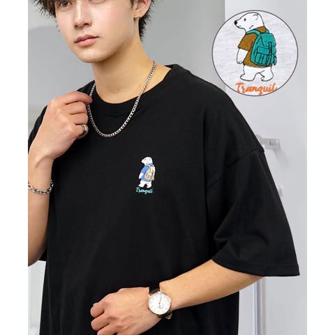 GROOVY STORE（グルービーストア） | 刺繍 ワンポイント Tシャツ半袖 T ロゴ ワイド 