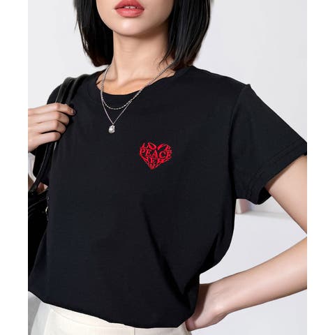 GROOVY STORE（グルービーストア） | 【刺繍】ワンポイント Tシャツ半袖 グラフィック ロゴ ハート ベア