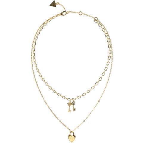 GUESS【WOMEN】（ゲス） | [GUESS] ALL YOU NEED IS LOVE 16-18" Heart & Key Pendant Necklace