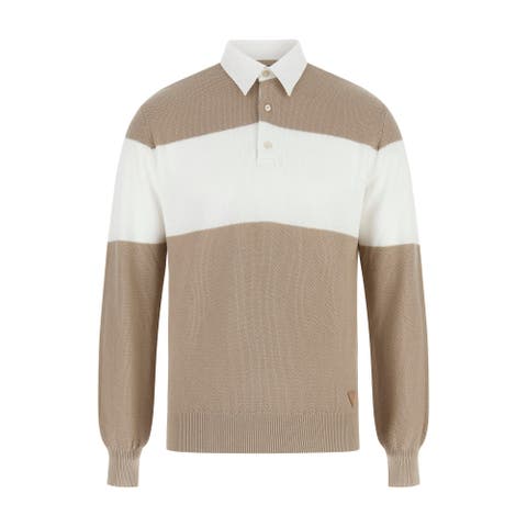 GUESS【MEN】（ゲス） | [GUESS] KNOX Long Sleeves Diagonal Ribs Blocking Polo Sweater ニットトップス ポロシャツ