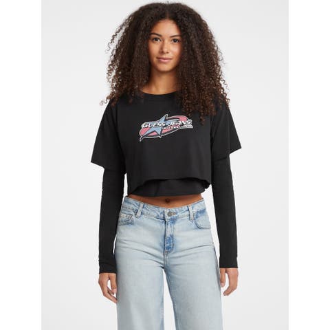 GUESS【WOMEN】（ゲス） | [GUESS] GUESS JEANS Sl Crew Neck Boxy 2Fer Star Printed Tee 長袖Tシャツ