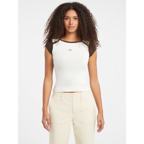 GUESS【WOMEN】（ゲス） | [GUESS] GUESS JEANS Short Sleeves Crew Neck Boat Neck Slim Ribtop 半袖Tシャツ