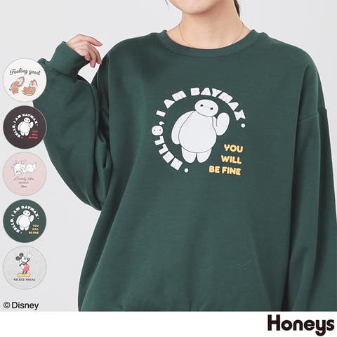Honeys（ハニーズ） | 【ハニーズ】トップス スウェット 長袖 ハニぽか あったか ゆるトップス ディズニー ミッキー キャラクター ゆったり レディース Honeys ハニーズ ディズニー／ゆるトップス
