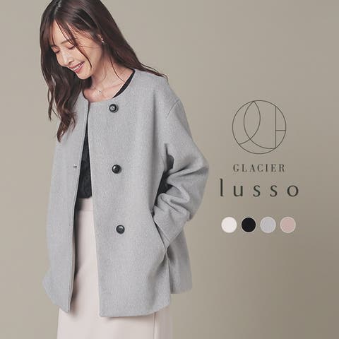 Honeys（ハニーズ） | アウター コート ハーフコート ノーカラー ドロップショルダー 再生ポリエステル シャギー素材 裏地付き 無地 レディース Honeys ハニーズ ノーカラーコート