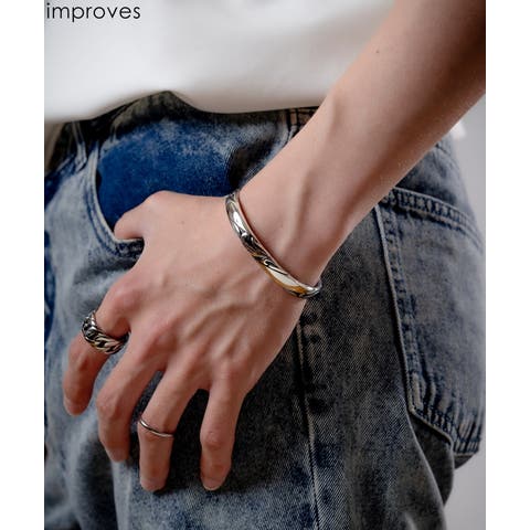 improves（インプローブス） | バングル メンズ レディース ブレスレット オープンバングル 腕輪 セレクト アメカジ カジュアル 古着MIX スケーター ストリート 韓国ファッション ブラック