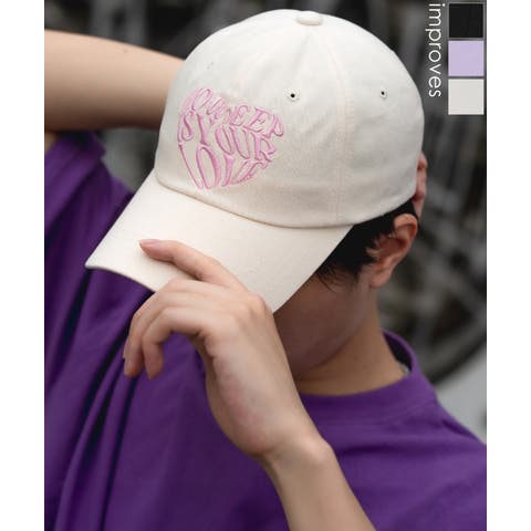 improves（インプローブス） | キャップ メンズ ハートロゴ 刺しゅう 帽子 セレクト アメカジ カジュアル 古着MIX スケーター ストリート 韓国ファッション ブラック オフホワイト ラベンダー