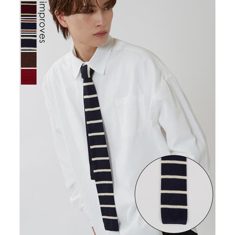 improves（インプローブス） | ネクタイ メンズ ボーダー スクエアタイ スクエアエンド シンプル きれいめ ビジネス ベーシック トラッド セレクト カジュアル 古着MIX 韓国ファッション