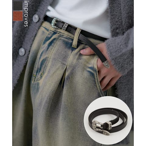 improves（インプローブス） | ベルト メンズ PUレザー シンセティックレザー 合成皮革 ウェスタン ベルト アメカジ カジュアル 古着MIX スケーター ストリート 韓国ファッション