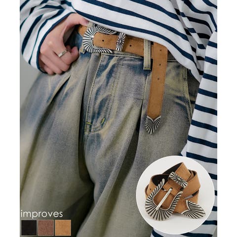 improves（インプローブス） | ベルト メンズ PUレザー シンセティックレザー 合成皮革 ウェスタン ベルト アメカジ カジュアル 古着MIX スケーター ストリート 韓国ファッション