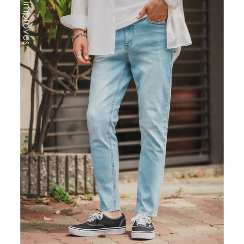 improves（インプローブス） | デニムパンツ メンズ シンプル スリム イージー Tシャツ ストレッチ  スキニーパンツ アメカジ カジュアル スケーター ストリート 韓国  ノームコア