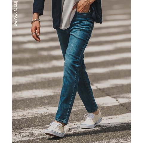 improves（インプローブス） | デニムパンツ メンズ シンプル スリム イージー Tシャツ ストレッチ  スキニーパンツ アメカジ カジュアル スケーター ストリート 韓国  ノームコア