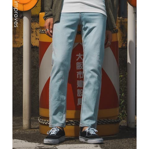improves（インプローブス） | デニムパンツ メンズ シンプル スリム イージー Tシャツ ストレッチ  スキニーパンツ アメカジ カジュアル スケーター ストリート 韓国  ノームコア