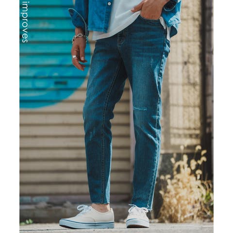 improves（インプローブス） | デニムパンツ メンズ シンプル スリム イージー Tシャツ ストレッチ  スキニーパンツ アメカジ カジュアル スケーター ストリート 韓国  ノームコア