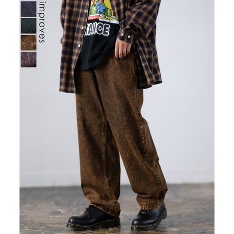 improves（インプローブス） | デニムパンツ メンズ ダメージ クラッシュ バギーパンツ ジーンズ ワイドパンツ 大きいサイズ ゆったり アメカジ カジュアル ストリート スケーター 韓国