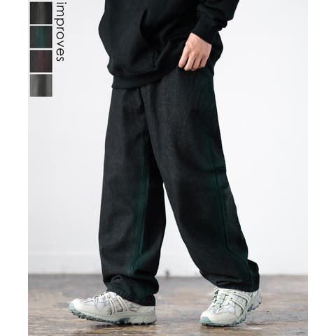improves（インプローブス） | デニムパンツ メンズ スプレー加工 バギーパンツ ジーンズ ワイド イージーパンツ 大きいサイズ ゆったり アメカジ カジュアル ストリート スケーター 韓国