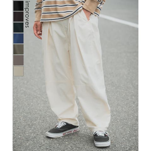 improves（インプローブス） | イージーパンツ メンズ バルーン ワイド ストレッチ チノパンツ タックパンツ ゆったり 大きめ カジュアル シンプル ベーシック 大人 アメカジ スケーター